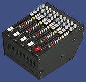 5-Kanal Faderbox mit 4 Mono-Modulen und Stereo-Mastermodul