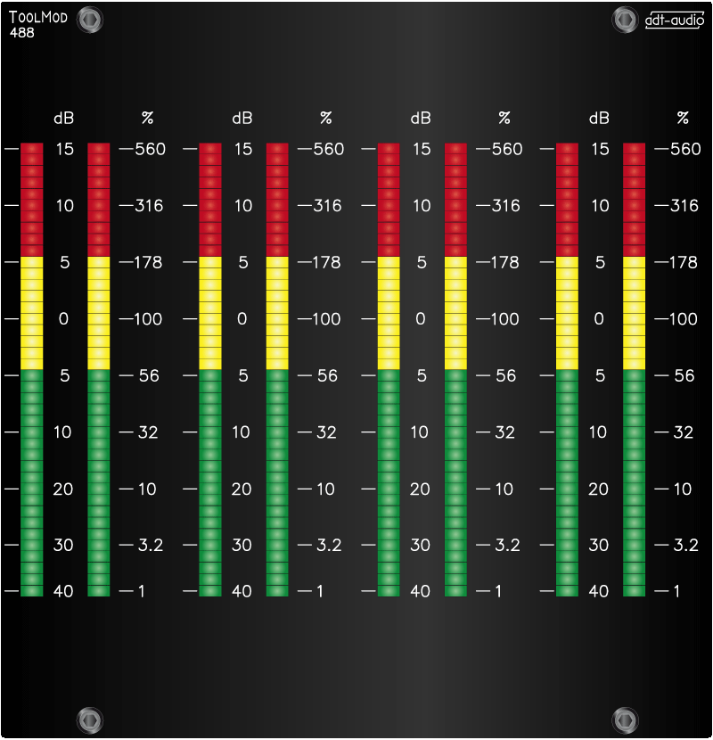 4fach Stereo Ledmeter TM488 Frontplattenansicht