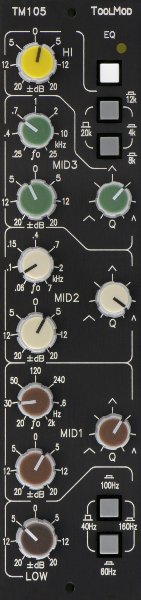 Equalizer mit 20 dB Regelbereich, vertikale Version