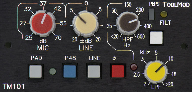 Mikrofonverstärker mit übertrager TM101, horizontale Version