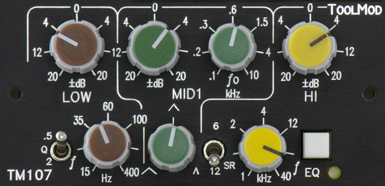 3 Band Equalizer mit 20 dB Regelbereich, horizontale Version