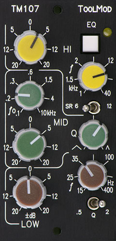 3 Band Equalizer mit 20 dB Regelbereich, vertikale Version