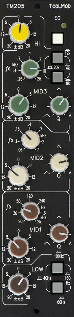 Stereo Mastering Equalizer mit 20 dB Regelbereich, vertikale Version